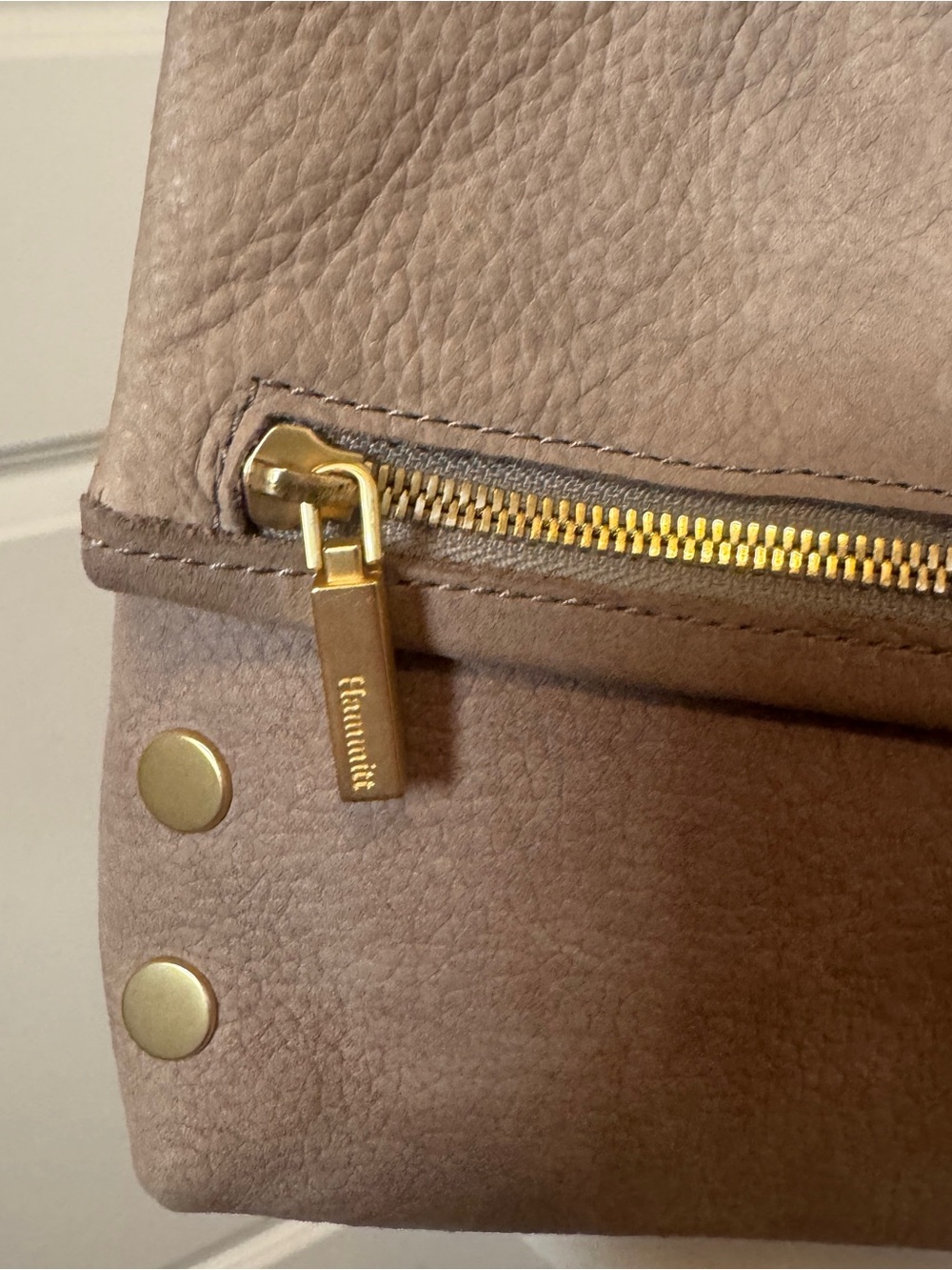 Hammitt VIP Medium Crossbody Bag Pewter Brushed Gold Leather Clutch Purse - Picture 3 of 13